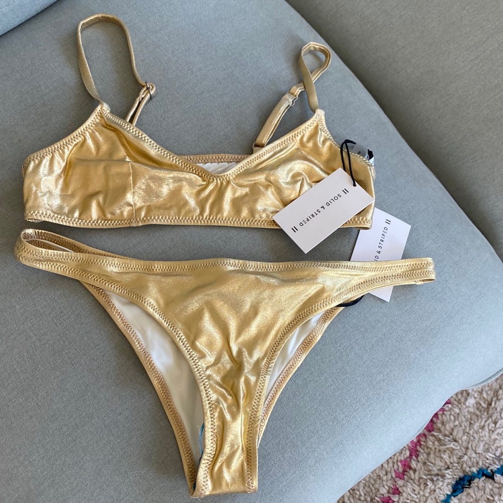 Solid & Striped gold metallic bikini